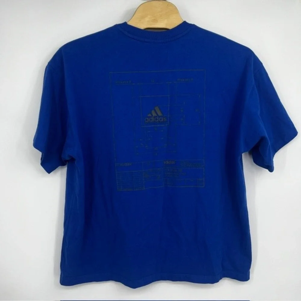 Viintage Adidas Equipment Men's Royal Blue Graphic Blueprint T-Shirt Size 2XL